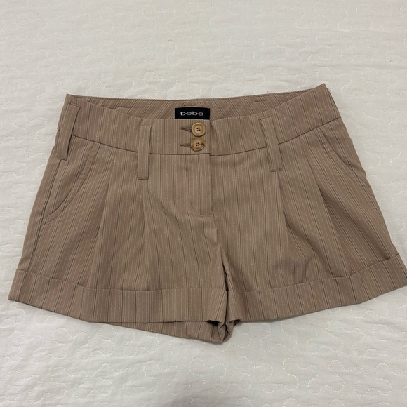 Bebe Pants - Vintage bebe shorts size 2 Pleated Striped Cuffed